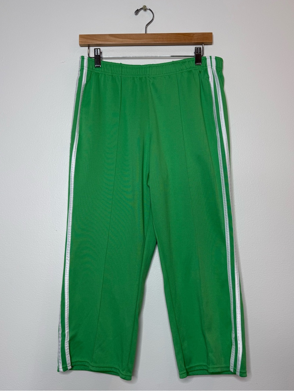 Vintage Cool Girl Sport Retro Sporty Varsity Side Stripe Capris size large green